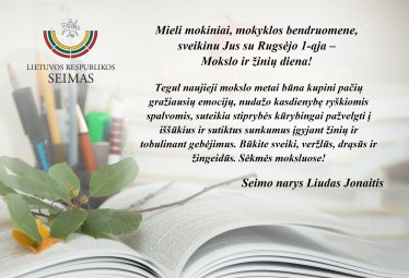 LR Seimo nario Liudo Jonaičio sveikinimas