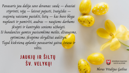 Joniškio rajono savivaldybės mero Vitalijaus Gailiaus sveikinimas