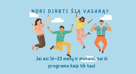 Registracija į Jaunimo vasaros užimtumo ir integracijos į darbo rinką programą